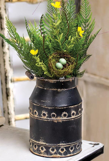 Black Distressed Milk Can With Handle - The Fox Decor